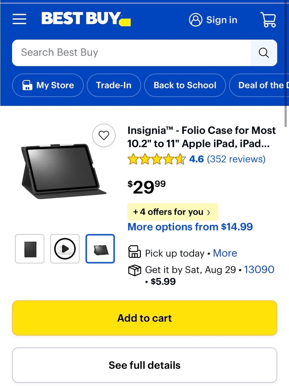 Black Folio Case for 10.2"–11" IPads